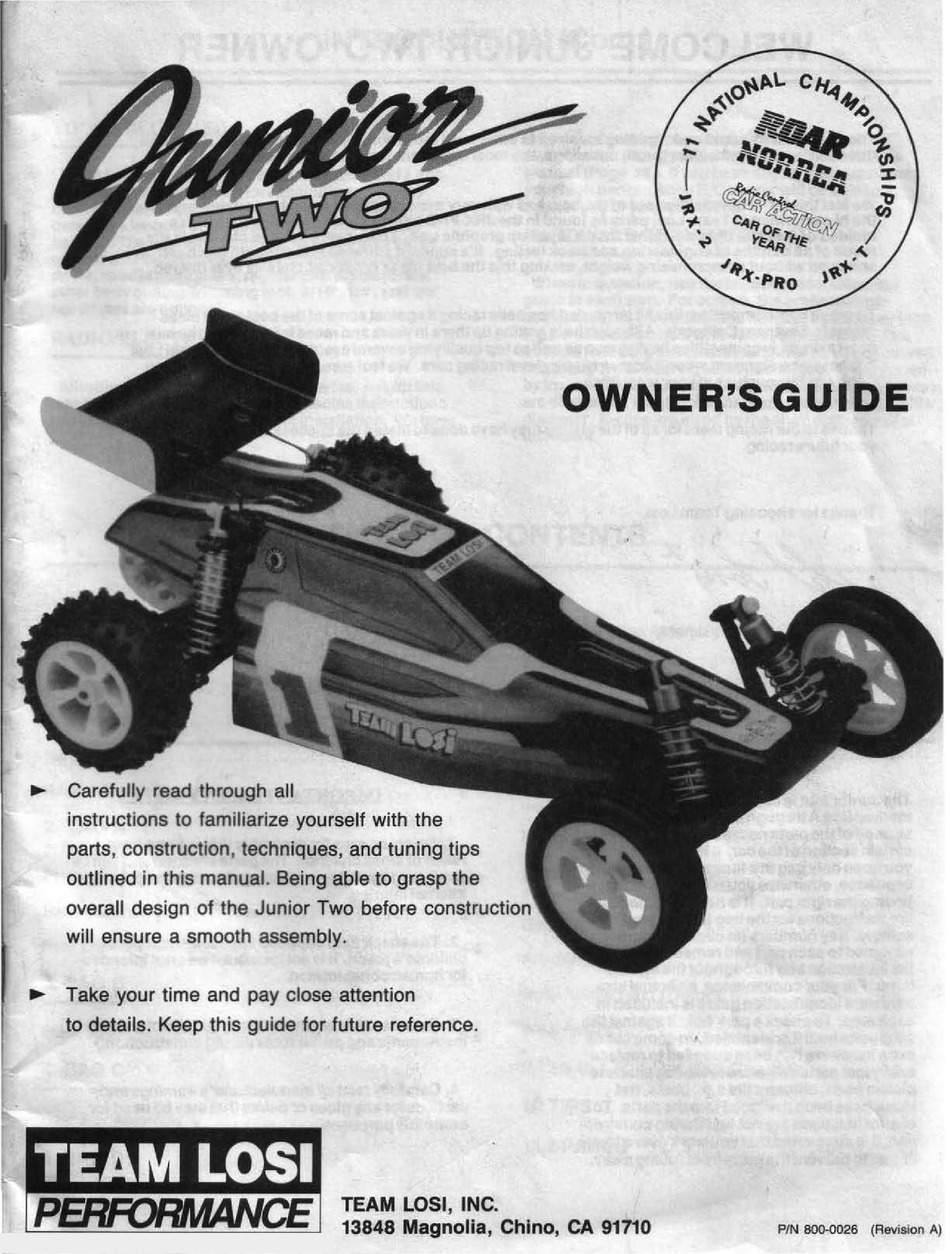 TEAM LOSI JUNIOR TWO OWNER'S MANUAL Pdf Download | ManualsLib