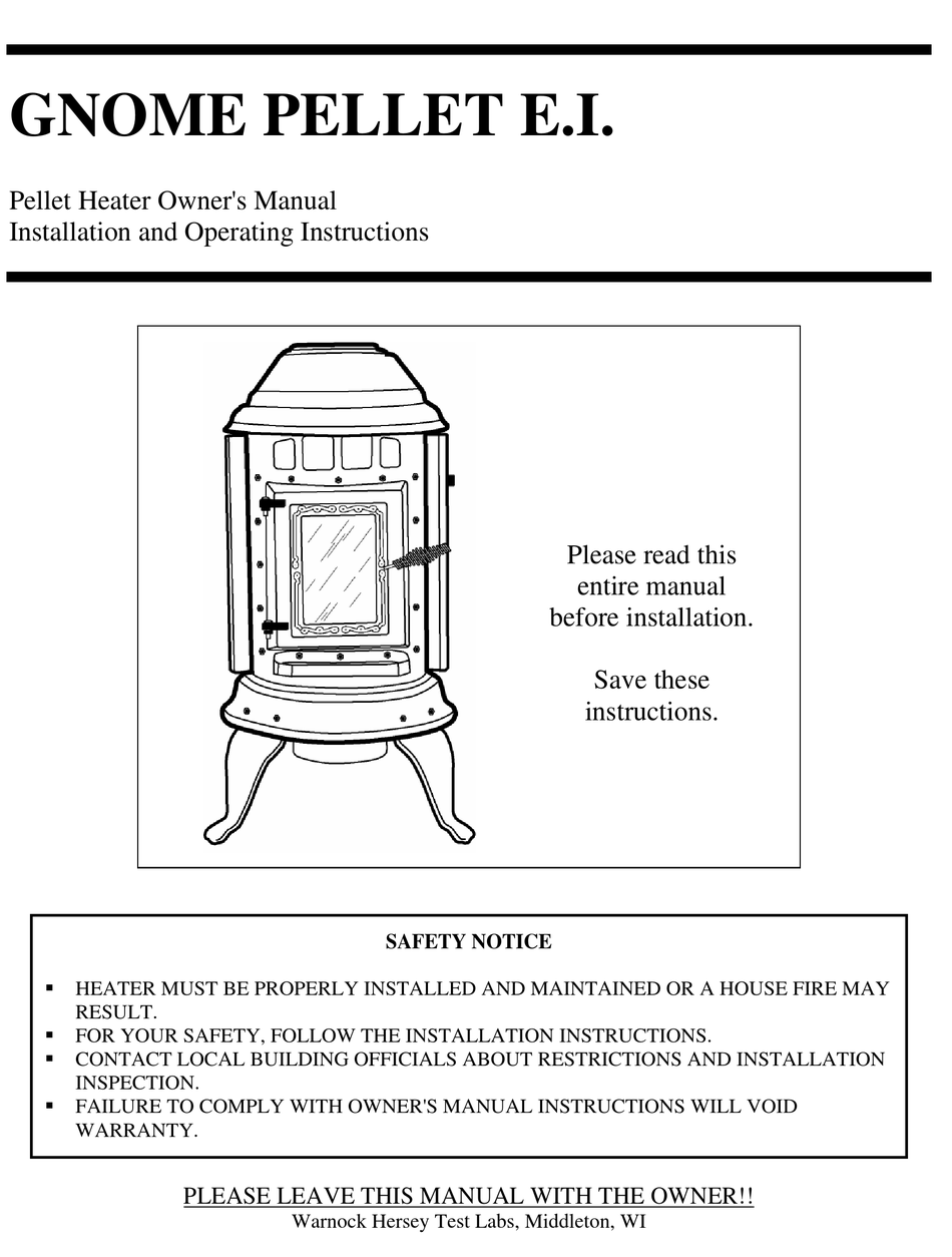 THELIN HEARTH GNOME PELLET E.I. OWNER