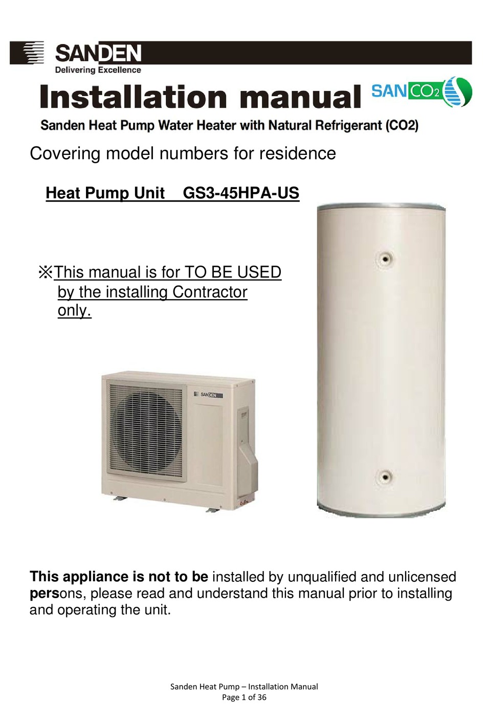 Sanden CO2 Heat Pump Water Heaters