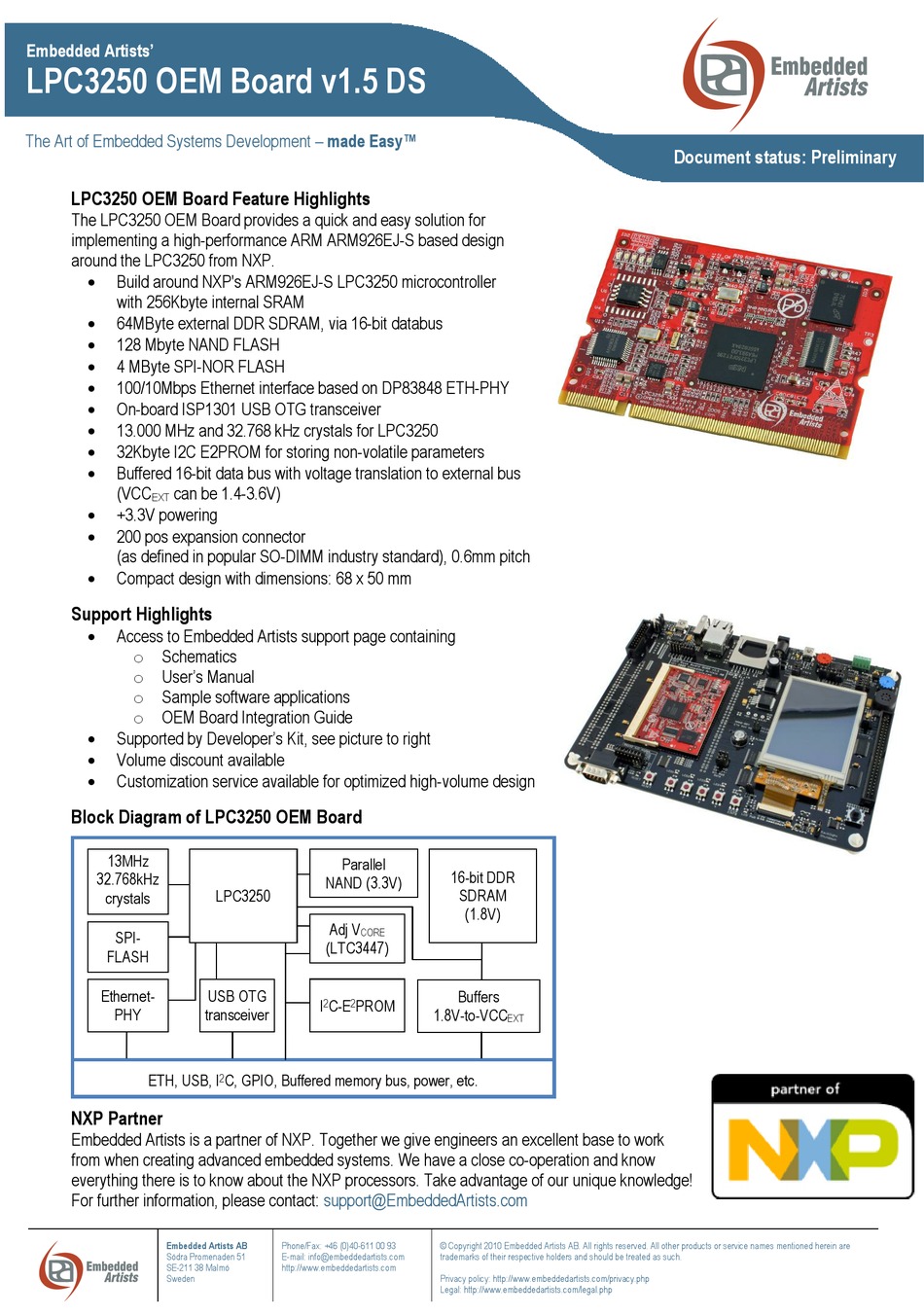 Embedded Artists Lpc3250 Preliminary Manual Pdf Download Manualslib