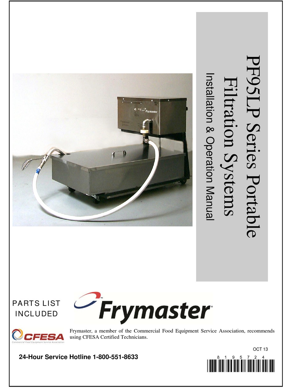 FRYMASTER PF95LP INSTALLATION & OPERATION MANUAL Pdf Download | ManualsLib