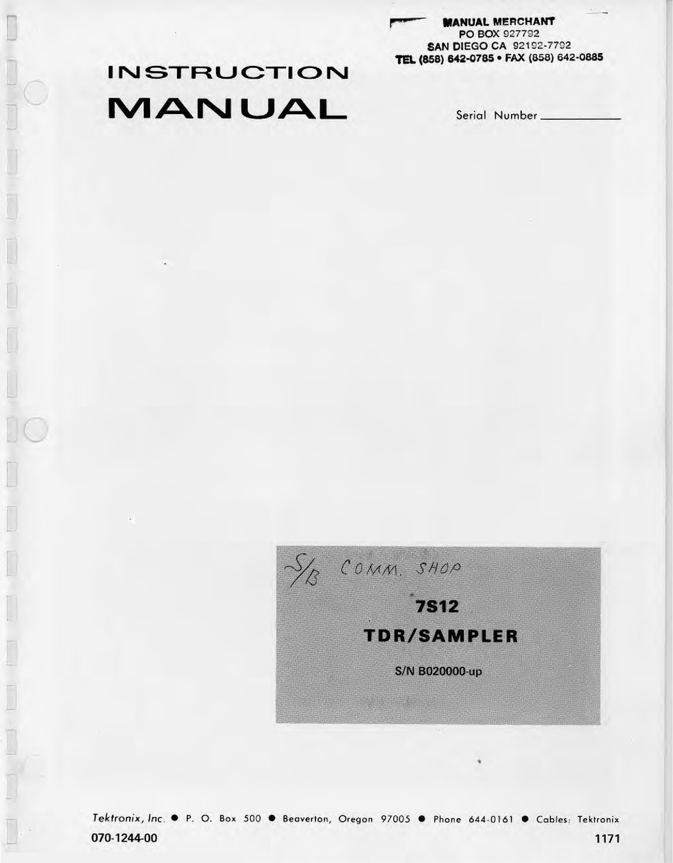 TEKTRONIX 7S12 INSTRUCTION MANUAL Pdf Download | ManualsLib