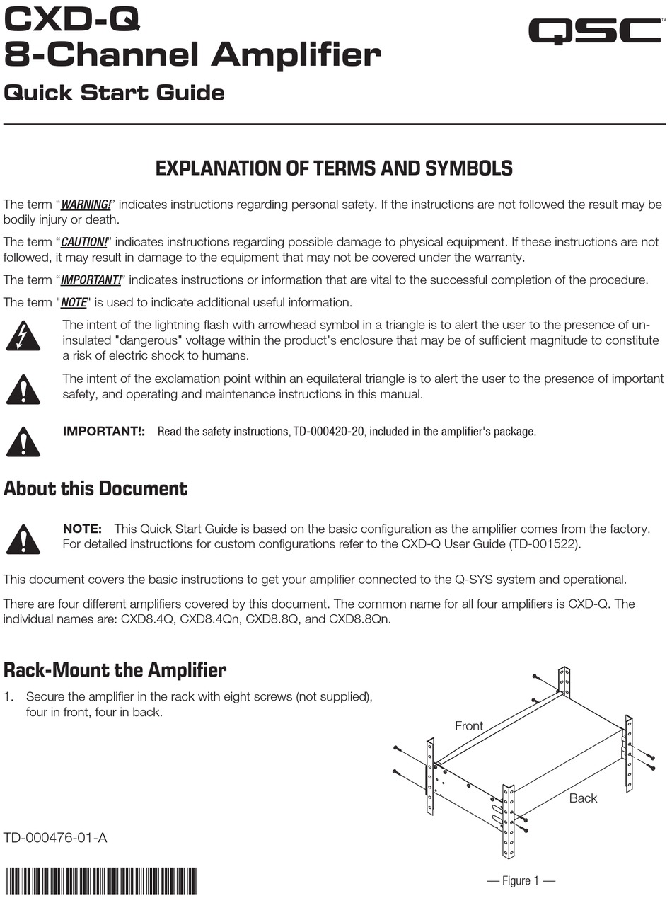 QSC CXD-Q QUICK START MANUAL Pdf Download | ManualsLib