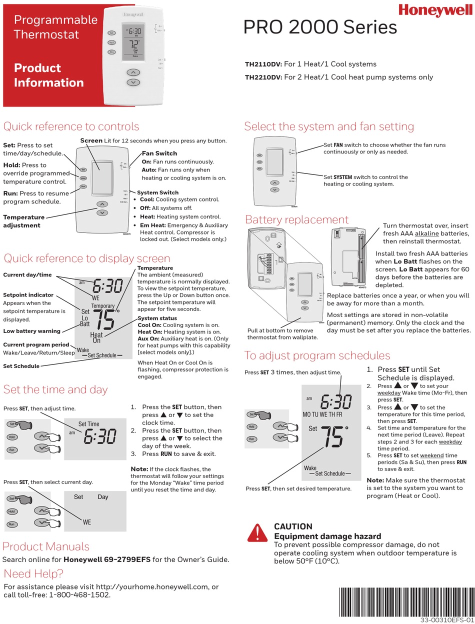 HONEYWELL PRO SERIES PRODUCT INFORMATION Pdf Download ManualsLib