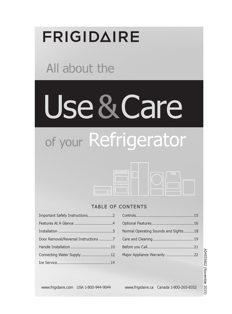 FRIGIDAIRE FFTR1821QS5A USE & CARE MANUAL Pdf Download | ManualsLib