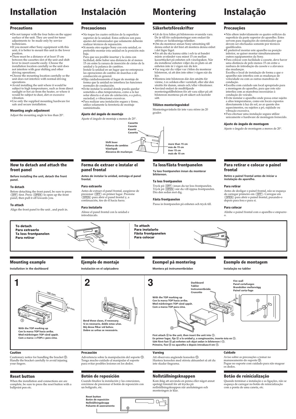 SONY XR-C7200R INSTALLATION MANUAL Pdf Download | ManualsLib