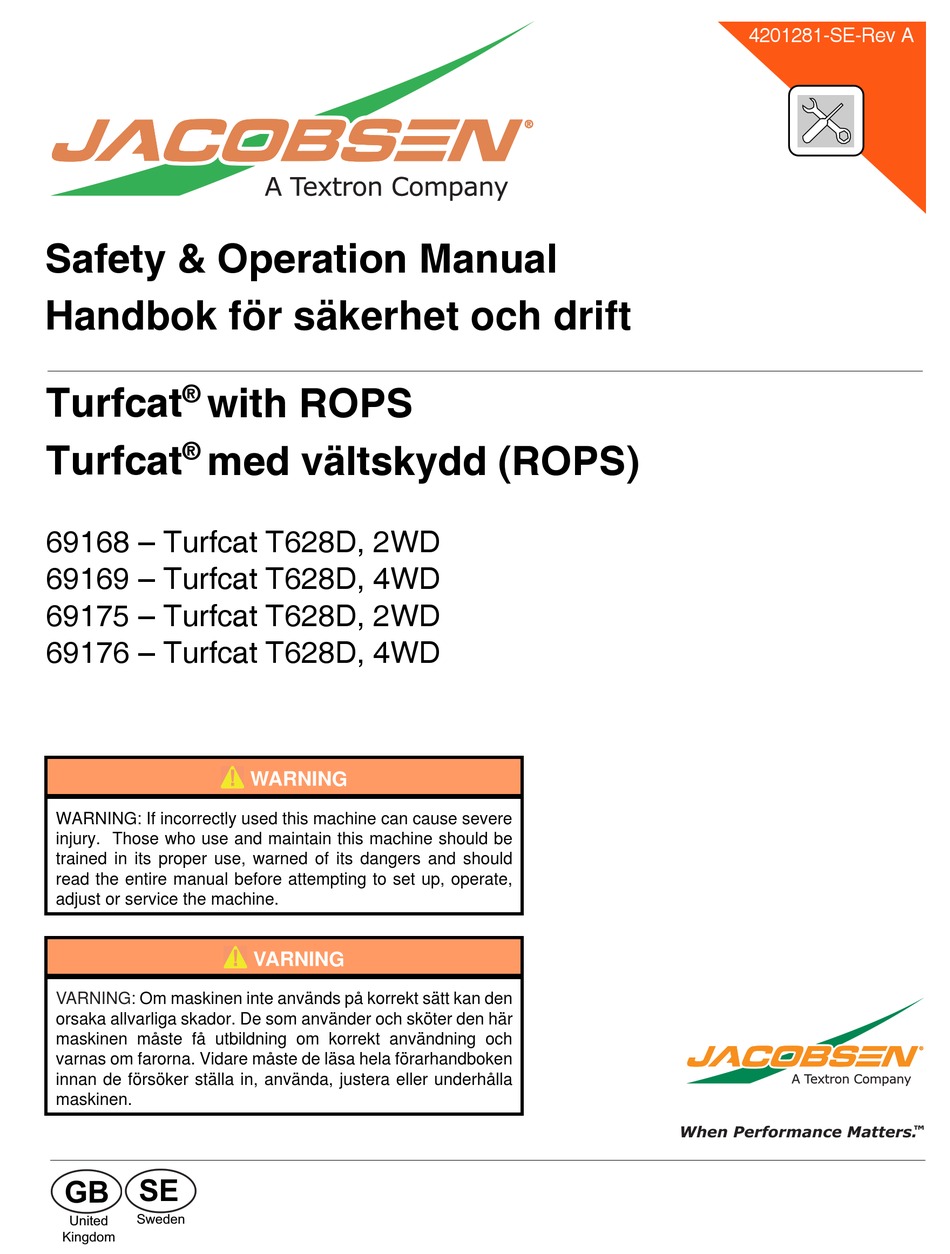 JACOBSEN TURFCAT T628D SAFETY & OPERATION MANUAL Pdf Download | ManualsLib