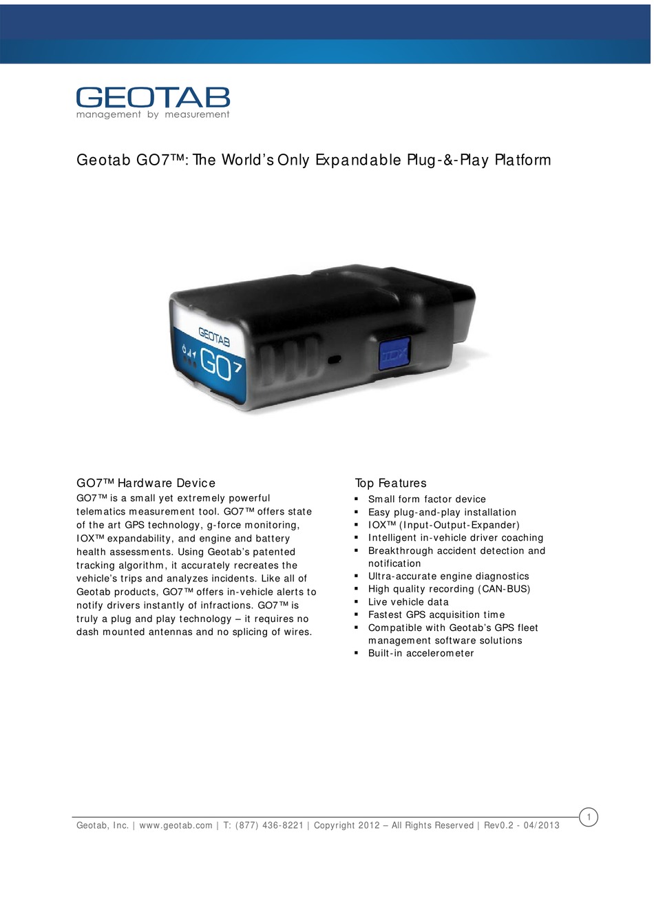 GEOTAB GO7 USER MANUAL Pdf Download ManualsLib