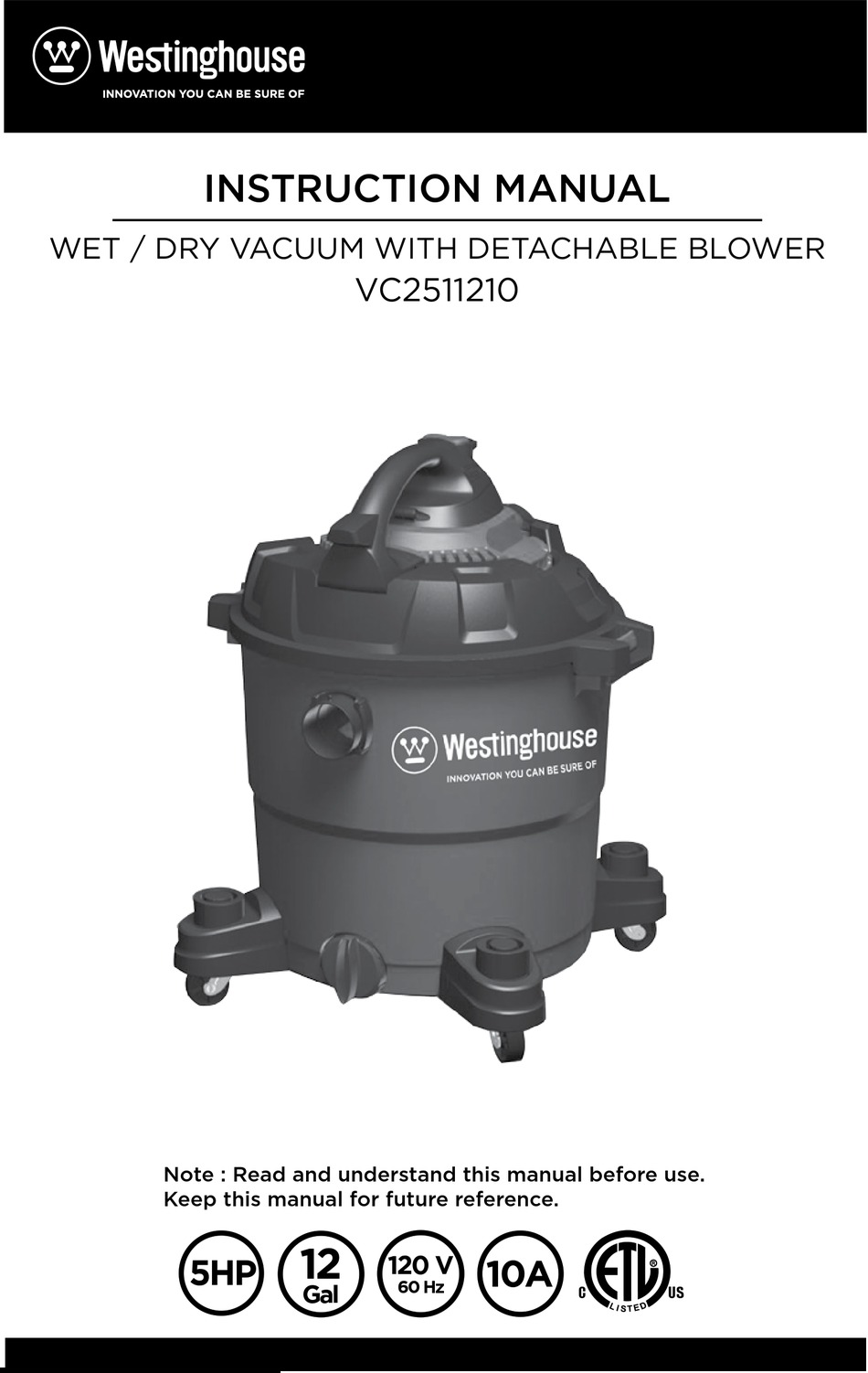 WESTINGHOUSE VC2511210 INSTRUCTION MANUAL Pdf Download | ManualsLib