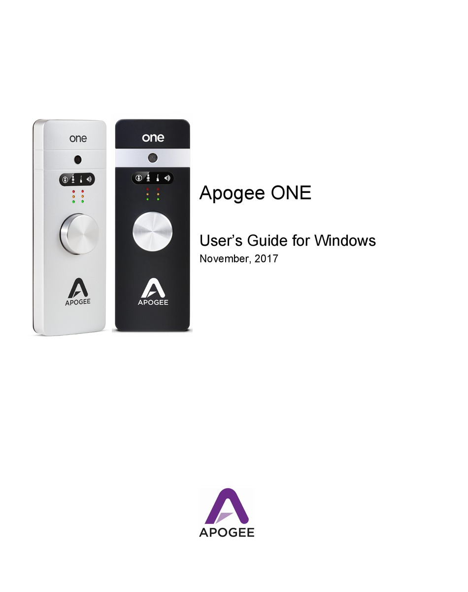 APOGEE ONE USER MANUAL Pdf Download ManualsLib