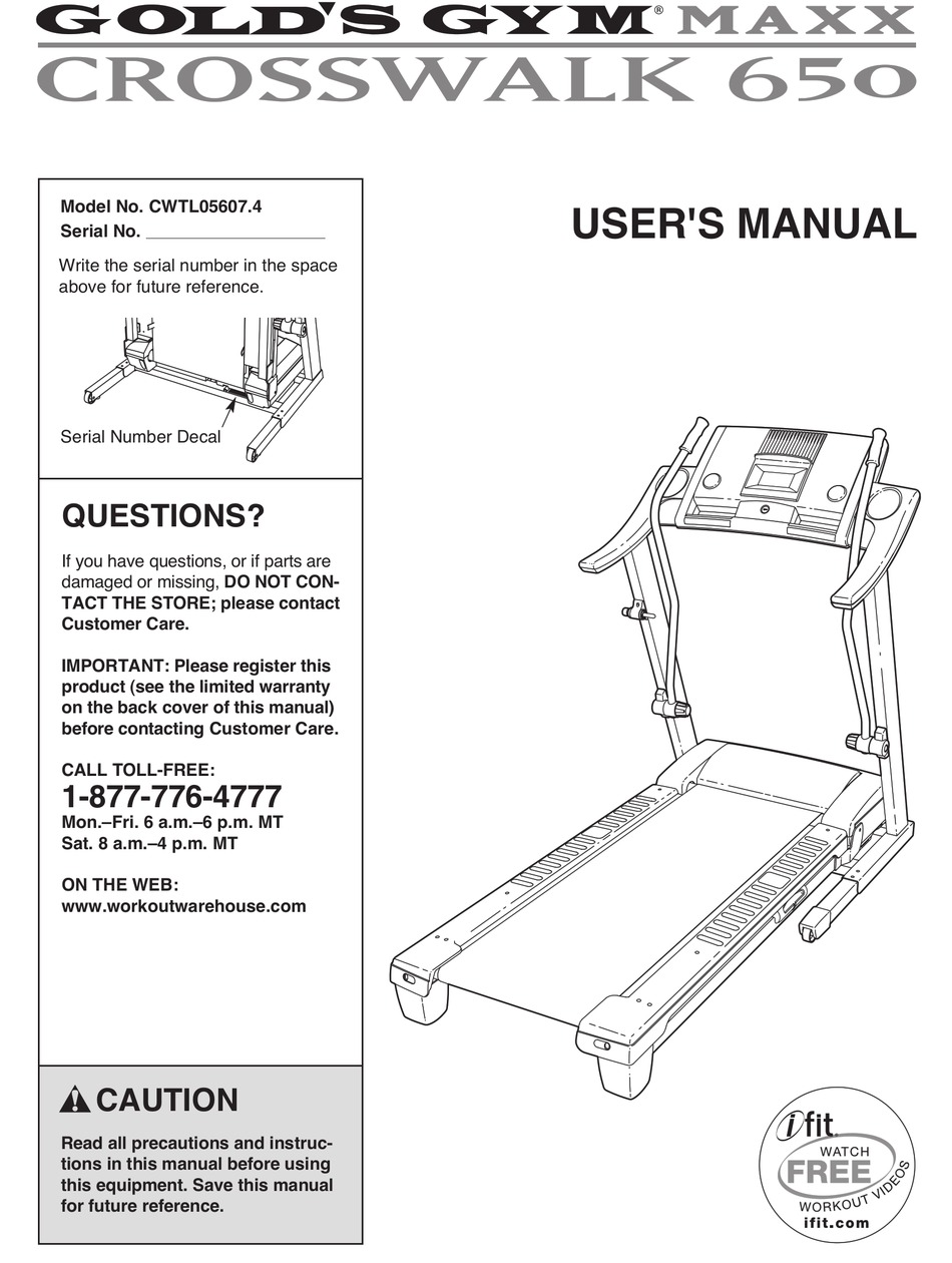 Goldʼs gym 450 treadmill manual new arrivals