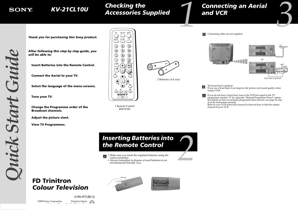 SONY KV-21CL10U MANUAL Pdf Download | ManualsLib