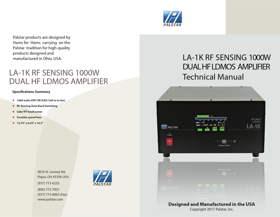 PALSTAR LA1K TECHNICAL MANUAL Pdf Download ManualsLib