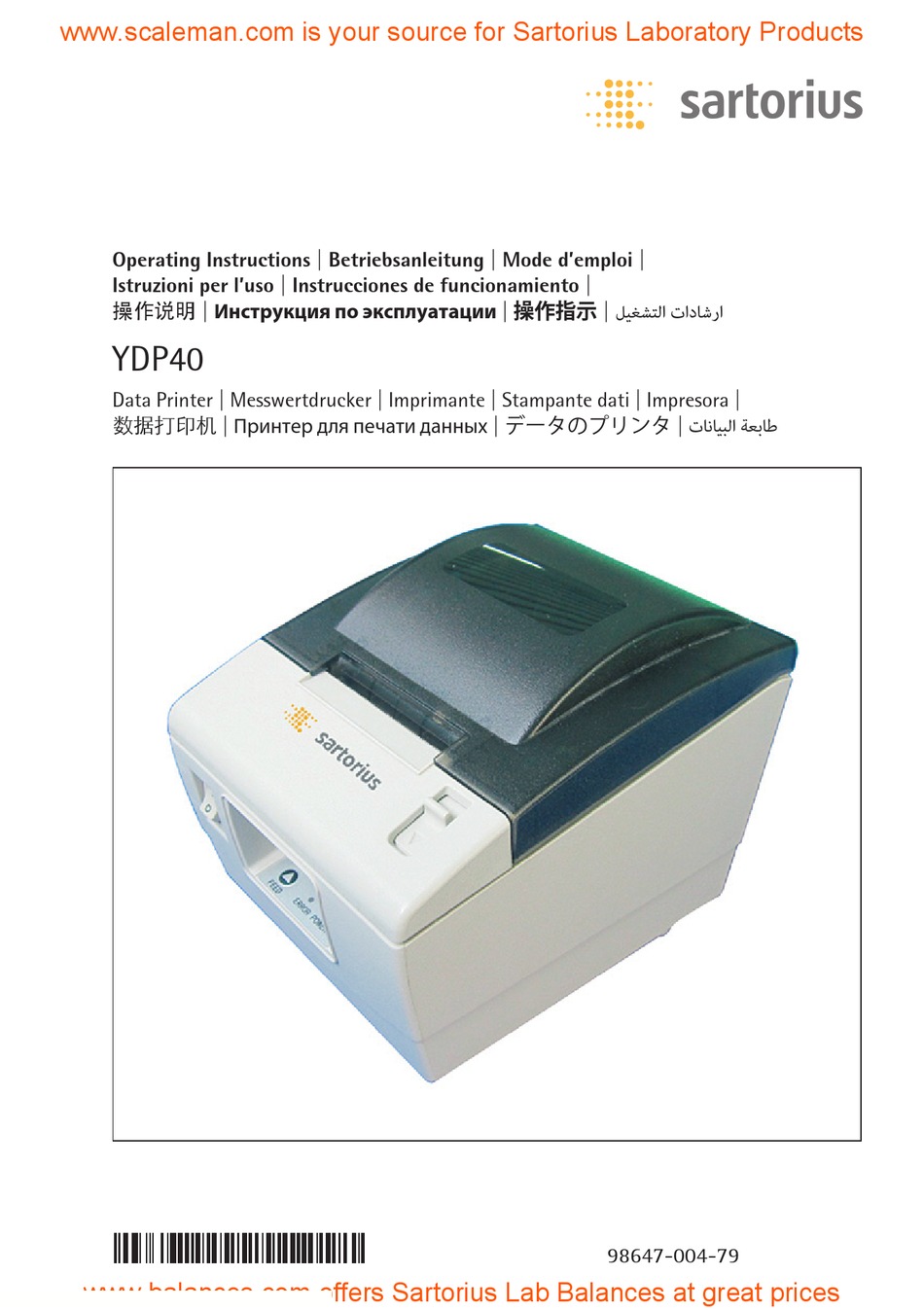 SARTORIUS YDP40 OPERATING INSTRUCTIONS MANUAL Pdf Download ManualsLib