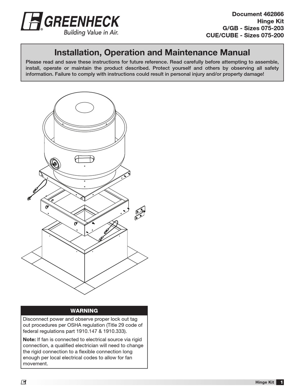 GREENHECK G INSTALLATION, OPERATION AND MAINTENANCE MANUAL Pdf Download ...