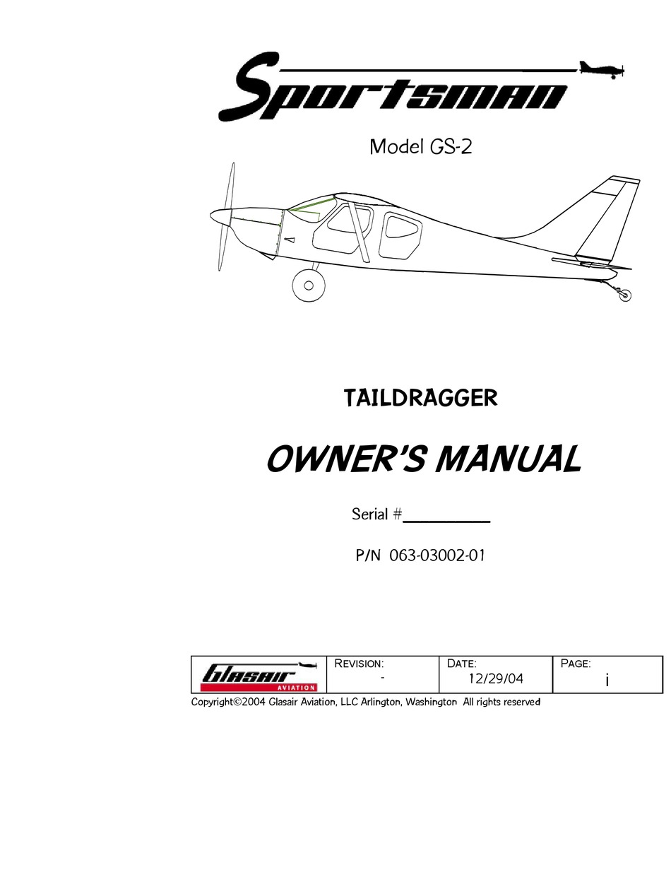 GLASAIR SPORTSMAN GS-2 OWNER'S MANUAL Pdf Download | ManualsLib