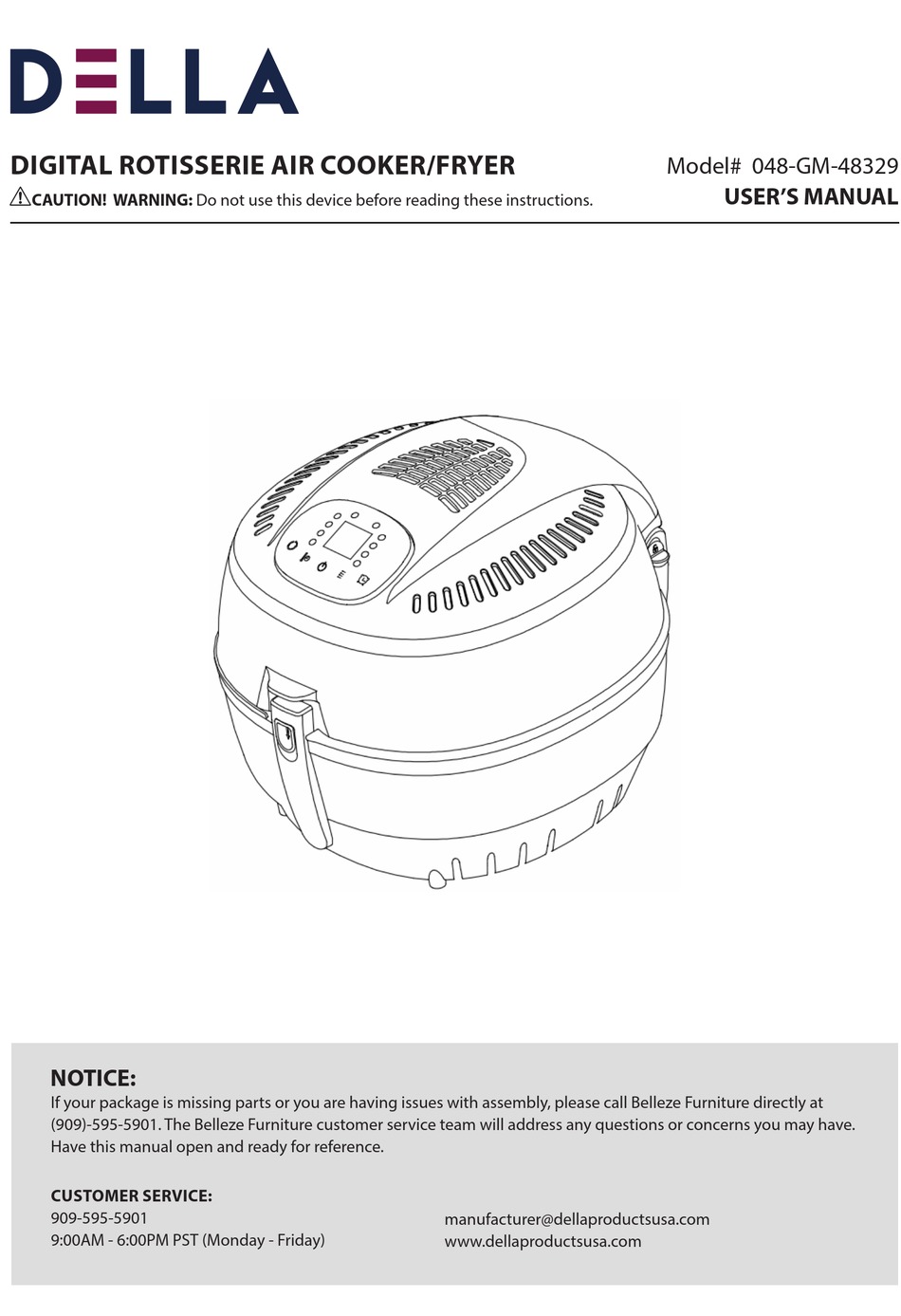 DELLA 048-GM-48329 USER MANUAL Pdf Download | ManualsLib