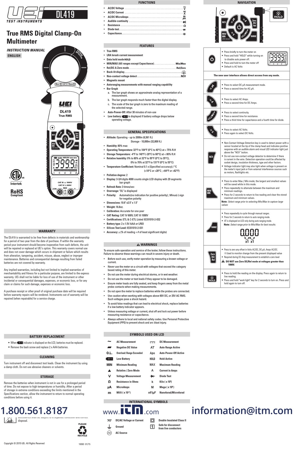 UEI DL419 INSTRUCTION MANUAL Pdf Download ManualsLib