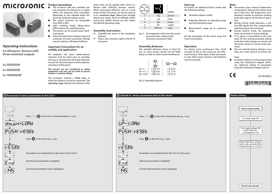 MICROSONIC LCS-25/DDD/QP OPERATING INSTRUCTIONS Pdf Download | ManualsLib