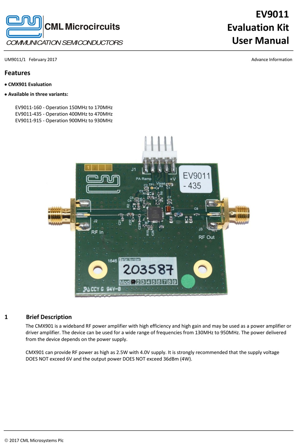 CML MICROCIRCUITS EV9011-160 USER MANUAL Pdf Download | ManualsLib