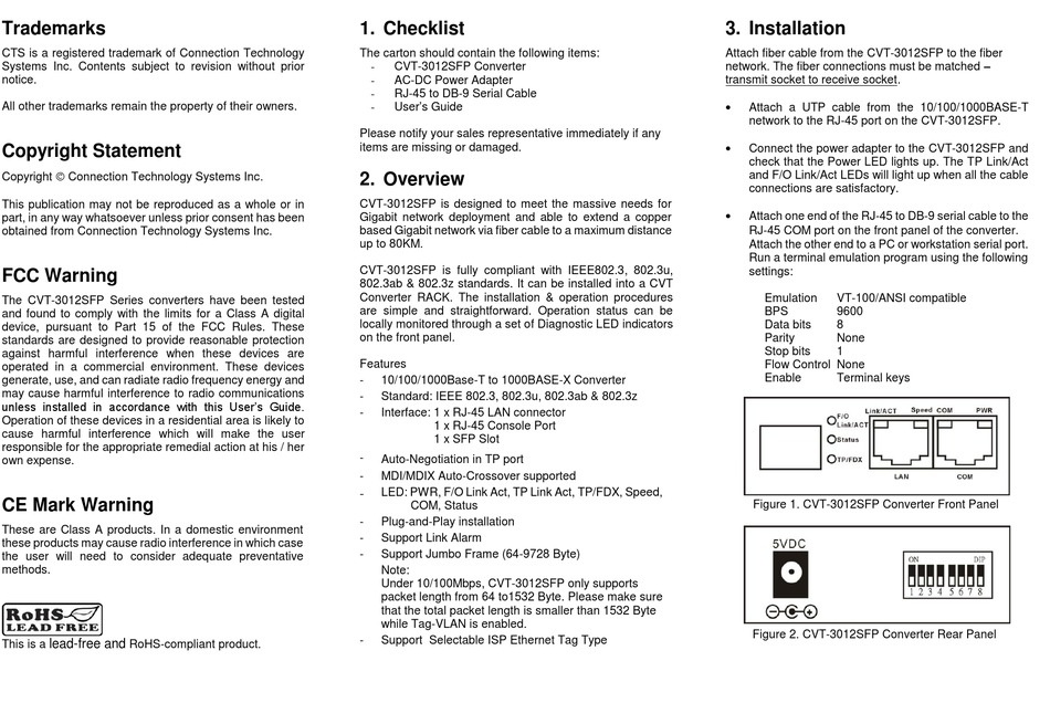 CTS CVT-3012SFP USER MANUAL Pdf Download | ManualsLib