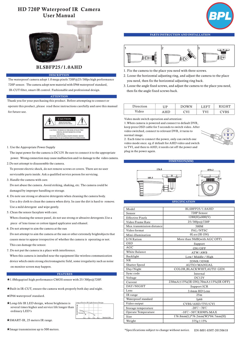 BPL BLSBFP25/1.0AHD USER MANUAL Pdf Download | ManualsLib