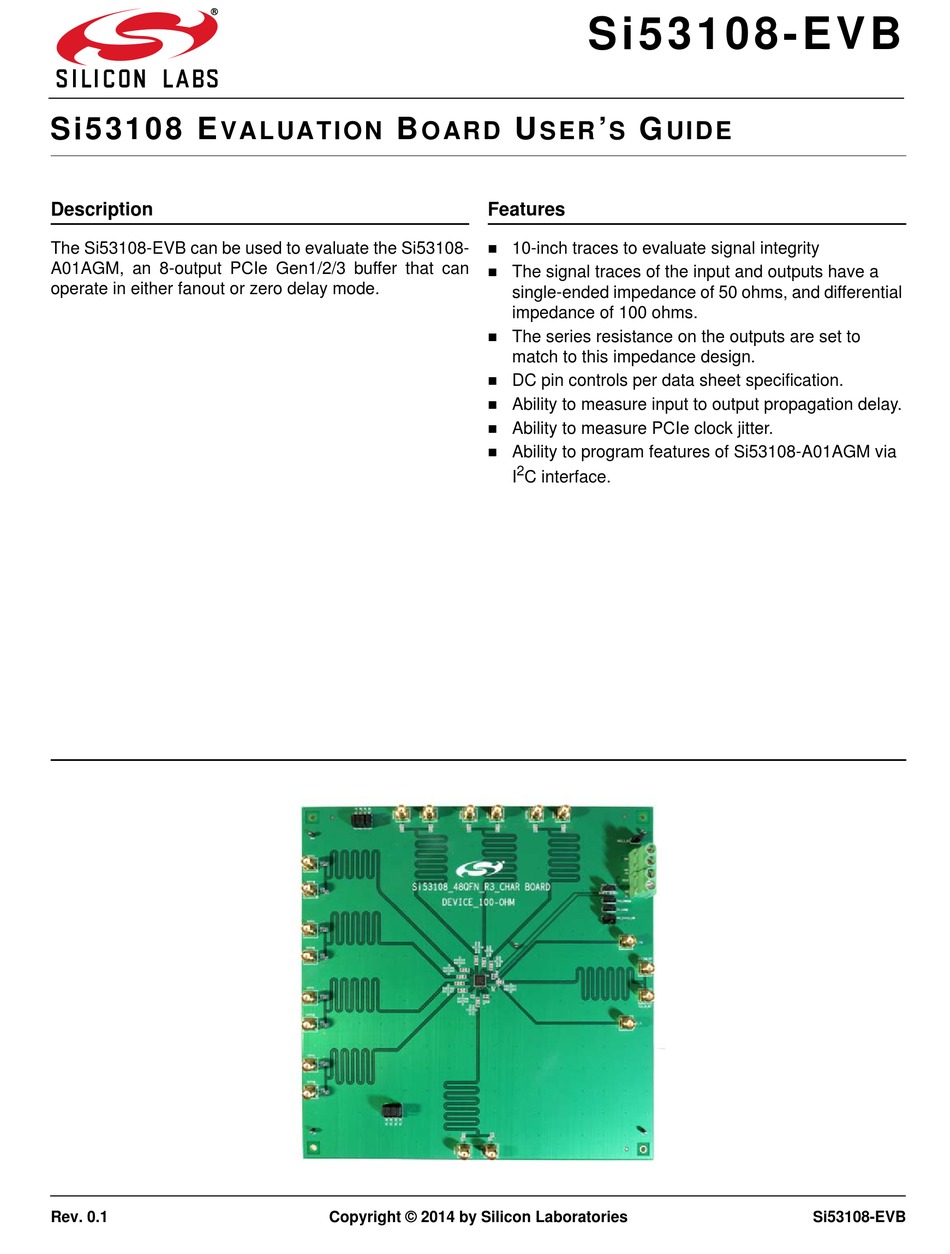 SILICON LABORATORIES SI53108-EVB USER MANUAL Pdf Download | ManualsLib