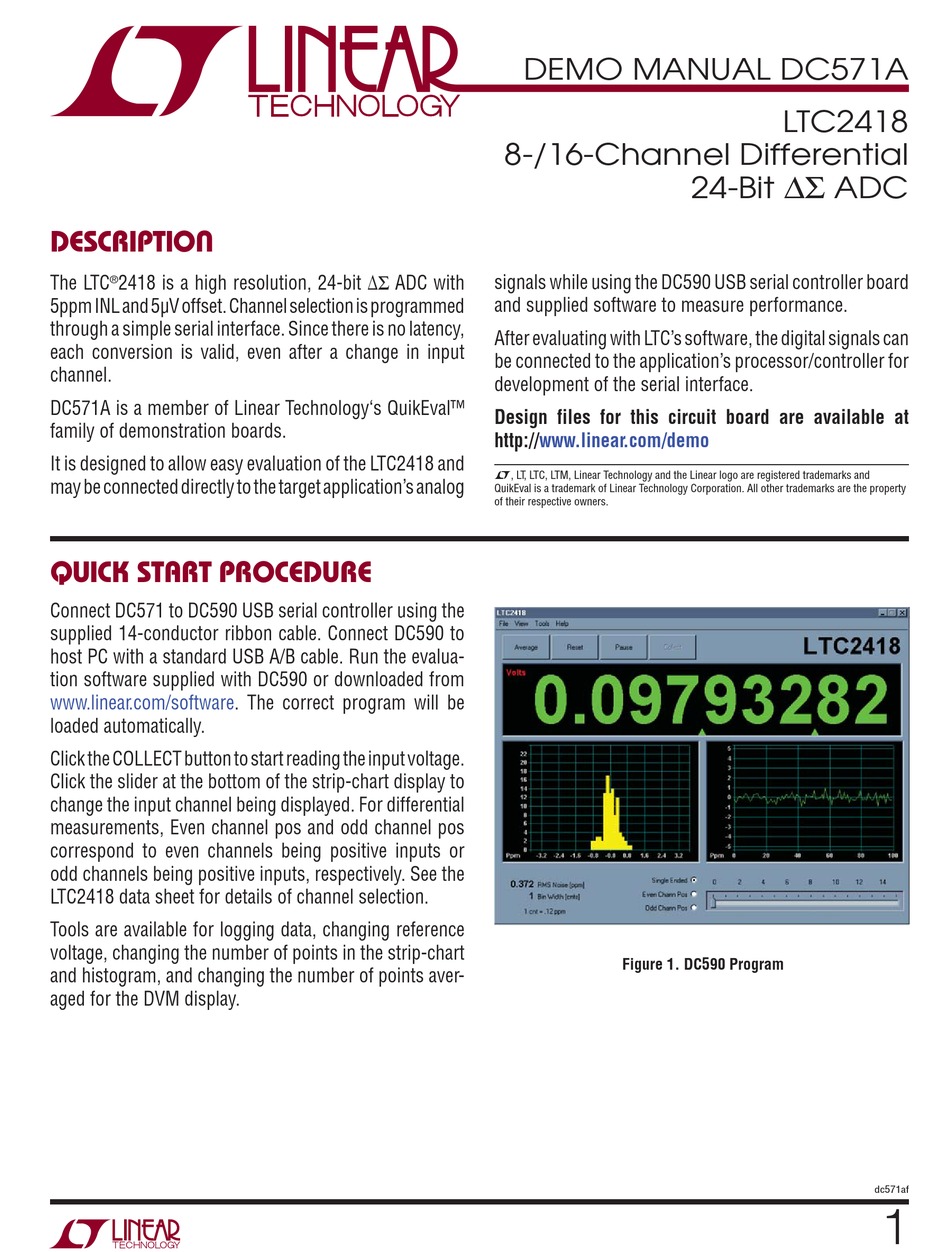 LINEAR TECHNOLOGY LTC2418 DEMO MANUAL Pdf Download | ManualsLib