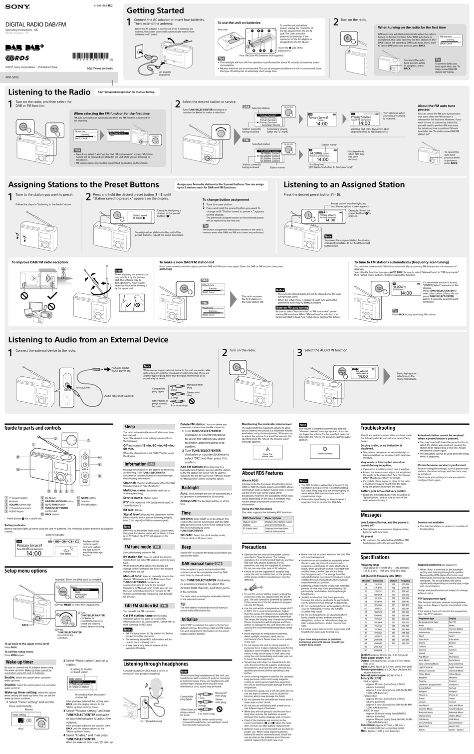 SONY XDR-S61D OPERATING INSTRUCTIONS Pdf Download | ManualsLib