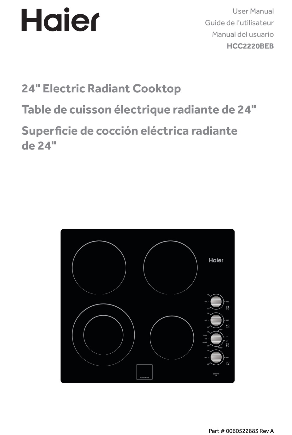 24 Electric Cooktop - HCC2220BEB - Haier Appliances