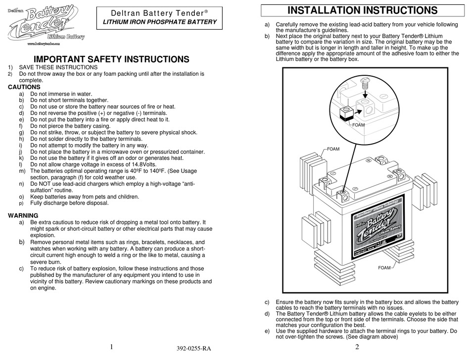 battery tender instructions