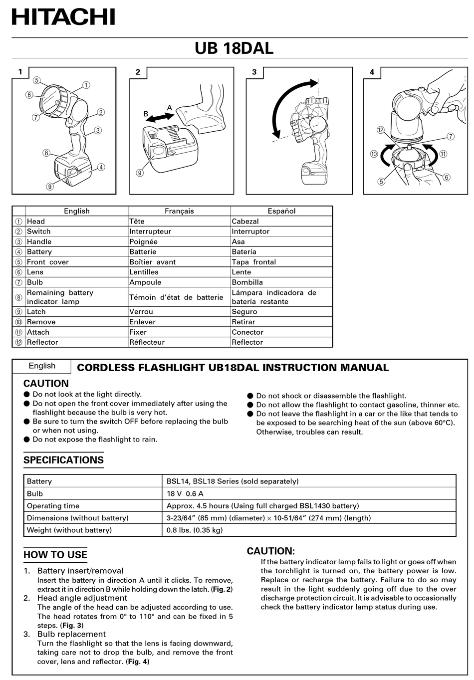 User manual Hitachi RZ-ZH18 (English - 12 pages)