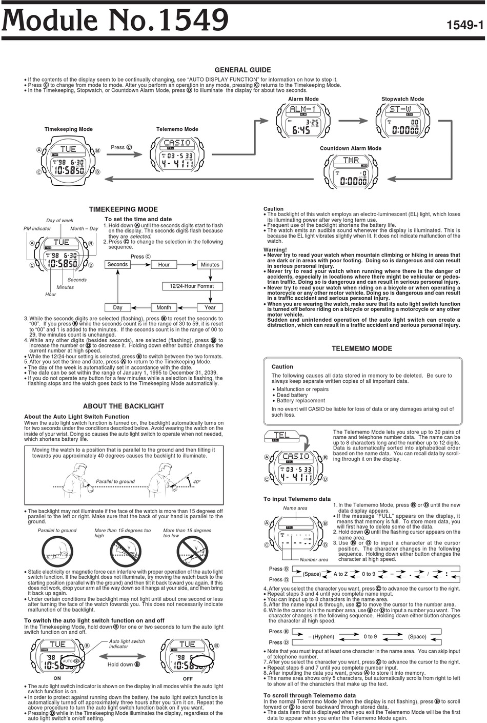 CASIO 1549 GENERAL MANUAL Pdf Download | ManualsLib