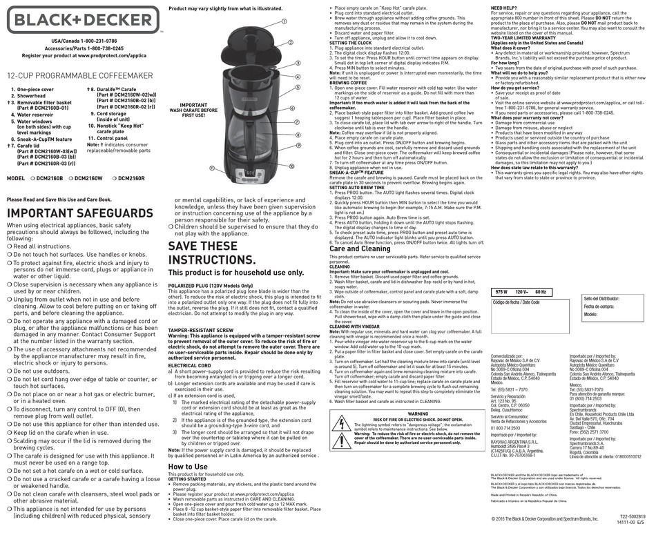 Black & Decker Black+Decker DCM2160B 12-Cup Programmable Coffee Maker