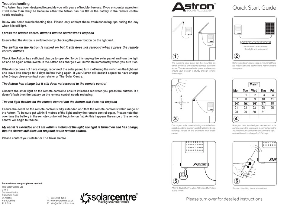 SOLARCENTRE ASTRON QUICK START MANUAL Pdf Download | ManualsLib