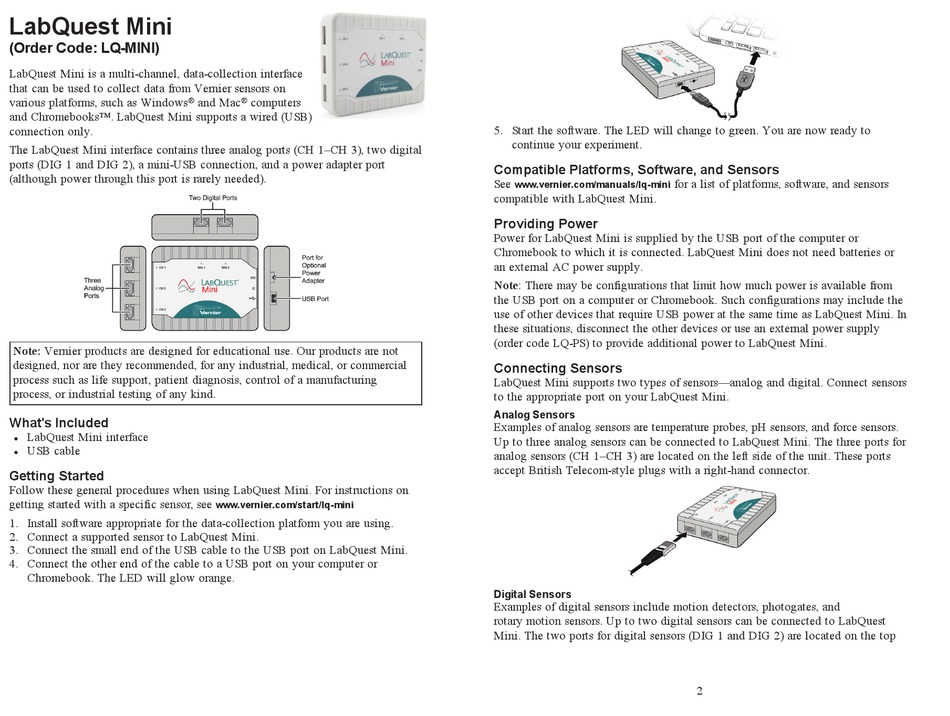 VERNIER LABQUEST MINI MANUAL Pdf Download ManualsLib