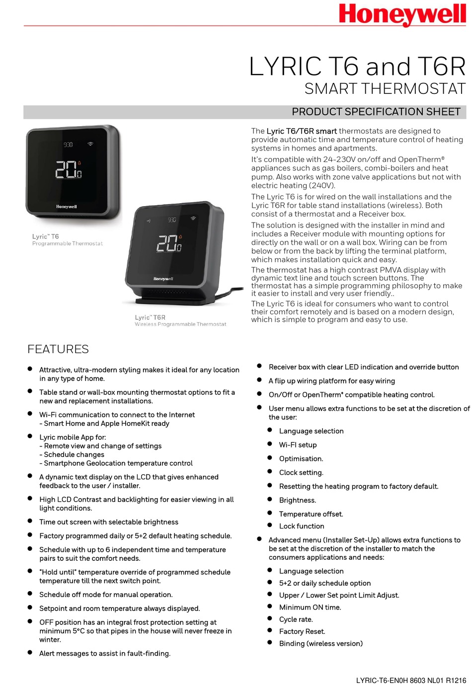 HONEYWELL LYRIC T6 MANUAL Pdf Download ManualsLib