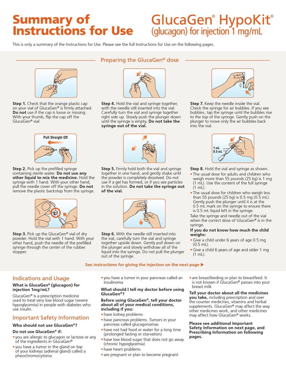 GLUCAGEN HYPOKIT INSTRUCTIONS FOR USE MANUAL Pdf Download ManualsLib