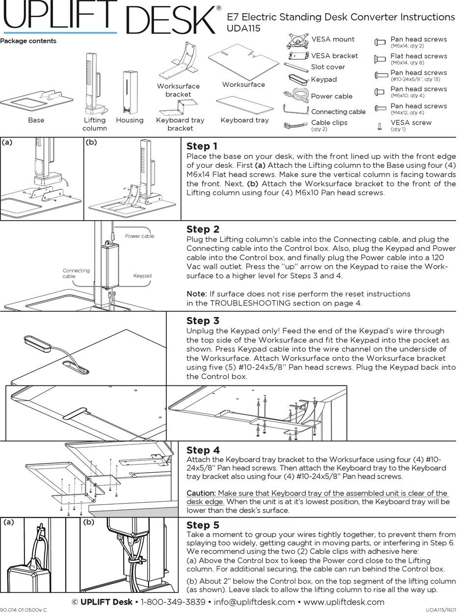 UPLIFT DESK UDA115 INSTRUCTIONS Pdf Download ManualsLib