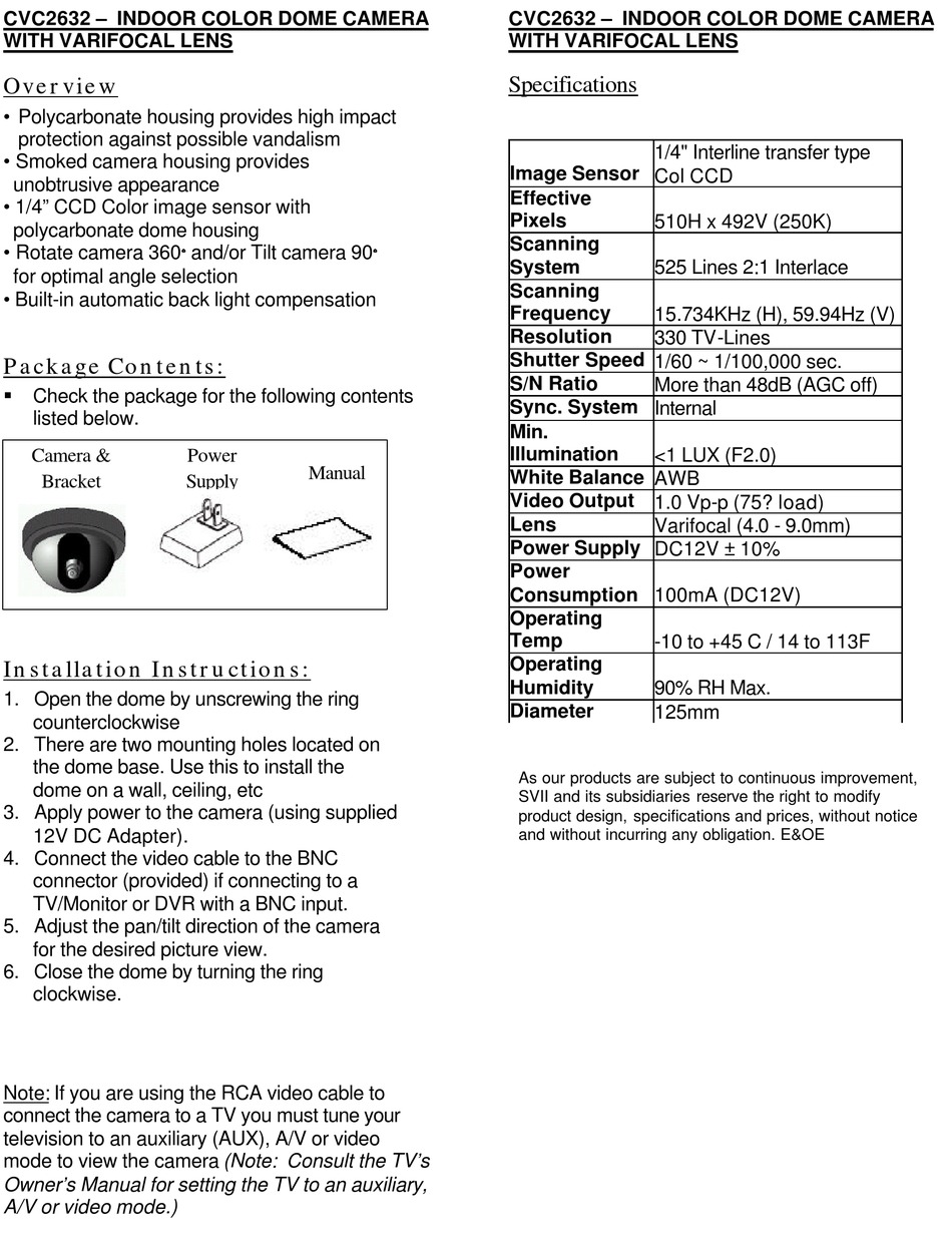 STRATEGIC VISTA CVC2632 INSTALLATION INSTRUCTIONS Pdf Download | ManualsLib