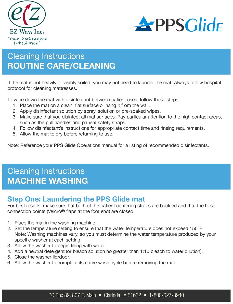 PPS GLIDE CLEANING INSTRUCTIONS Pdf Download ManualsLib