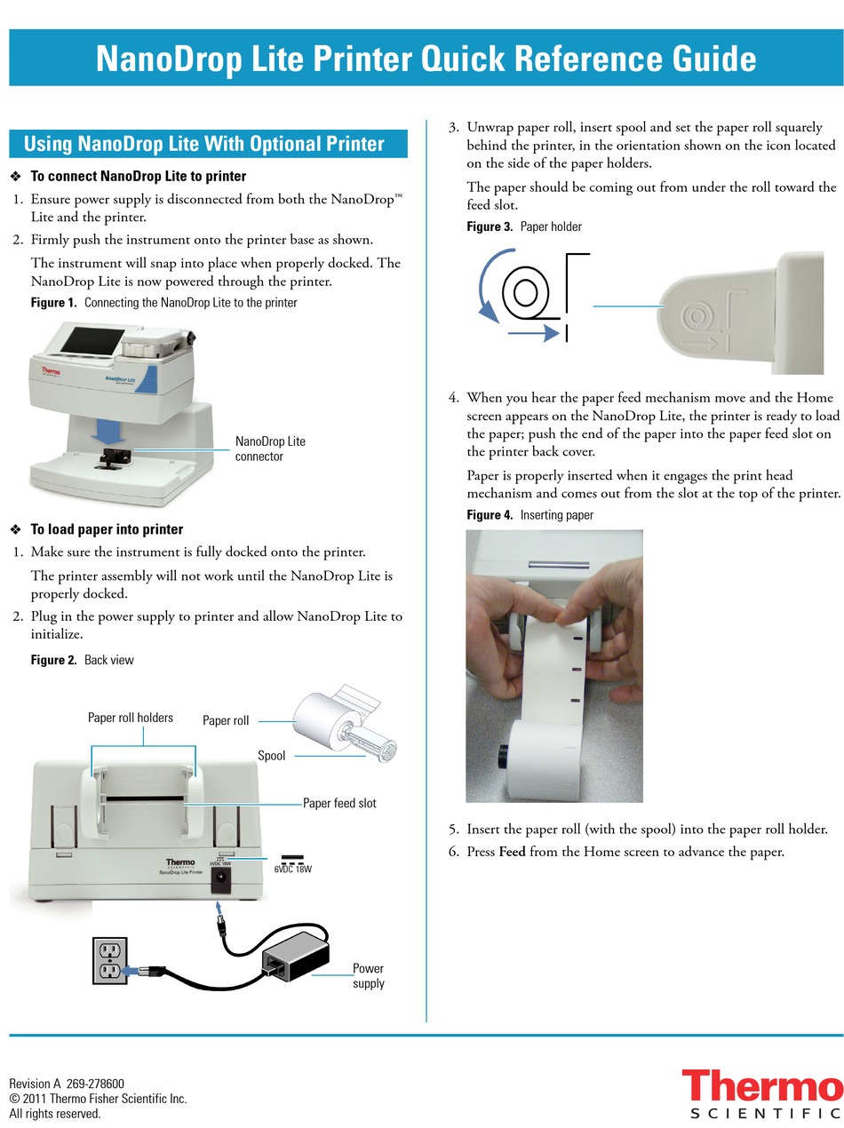 THERMO SCIENTIFIC NANODROP LITE QUICK REFERENCE MANUAL Pdf Download