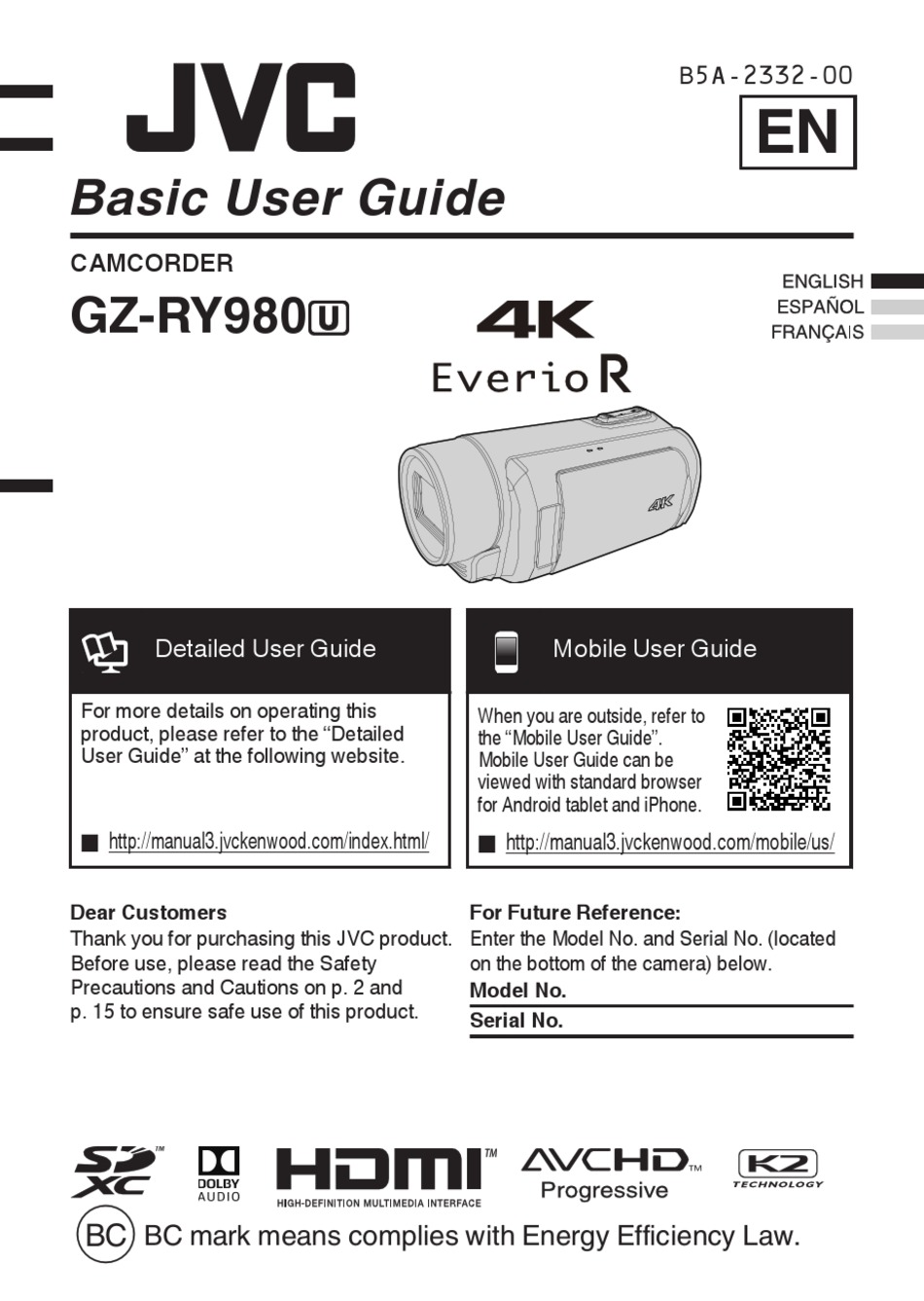 Jvc Gz-ry980u Basic User's Manual Pdf Download 