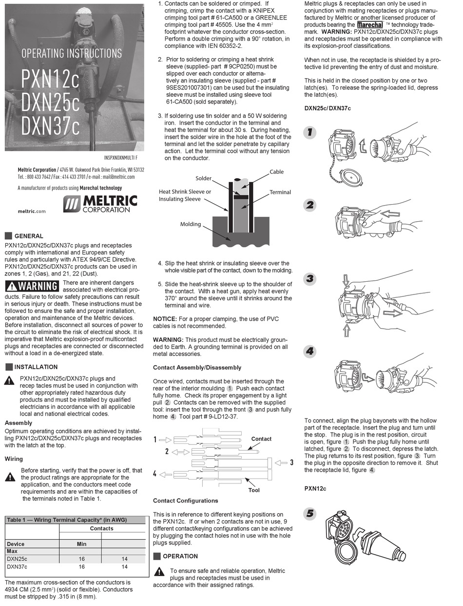 MELTRIC PXN12C OPERATING INSTRUCTIONS Pdf Download | ManualsLib