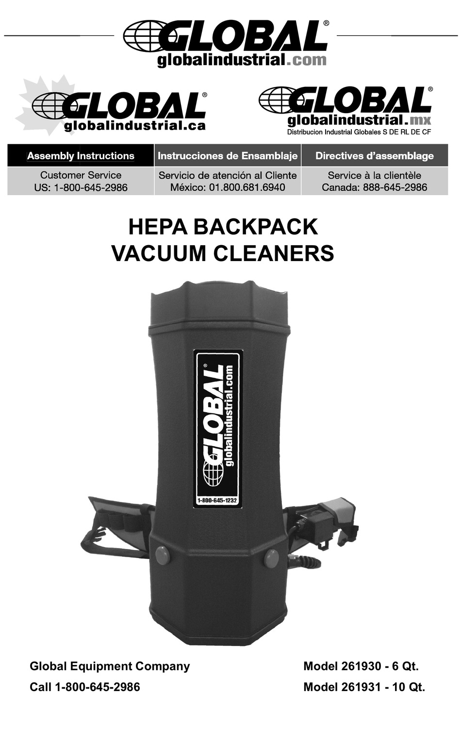 GLOBAL EQUIPMENT COMPANY 261930 ASSEMBLY INSTRUCTIONS MANUAL Pdf