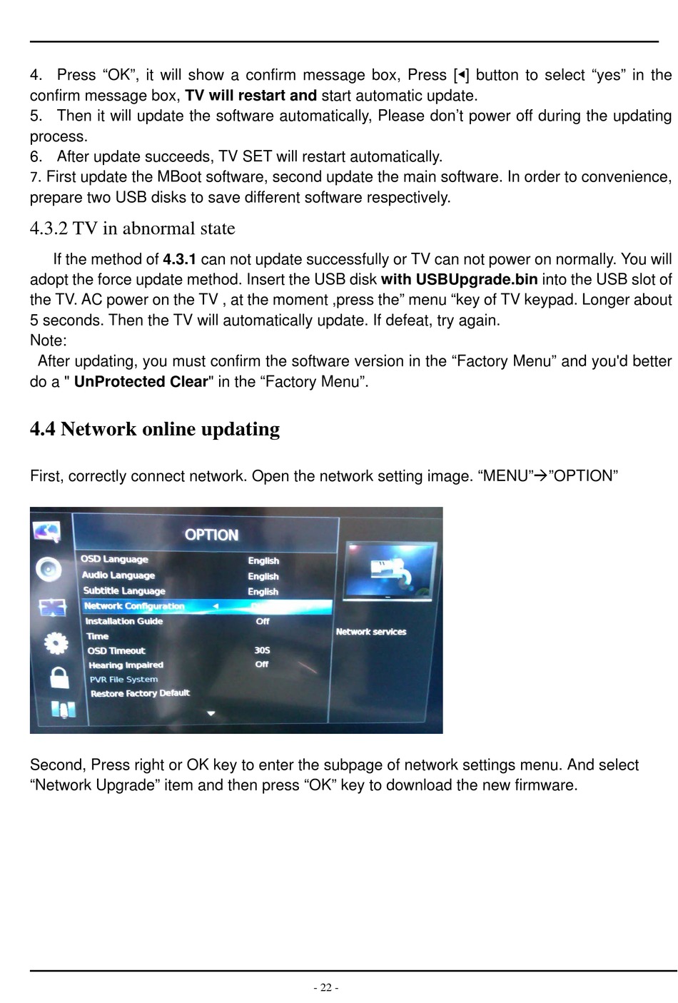 Network Online Updating - Hisense LTDN32k316AM Service Manual [Page 22] |  ManualsLib