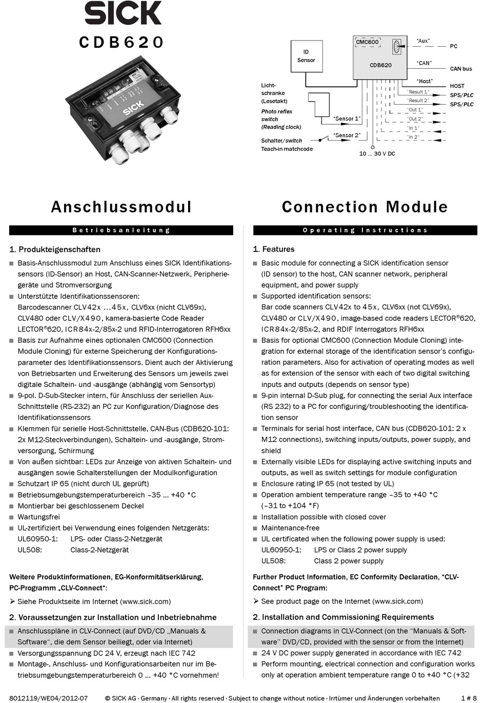 SICK CDB620 OPERATING INSTRUCTIONS MANUAL Pdf Download ManualsLib