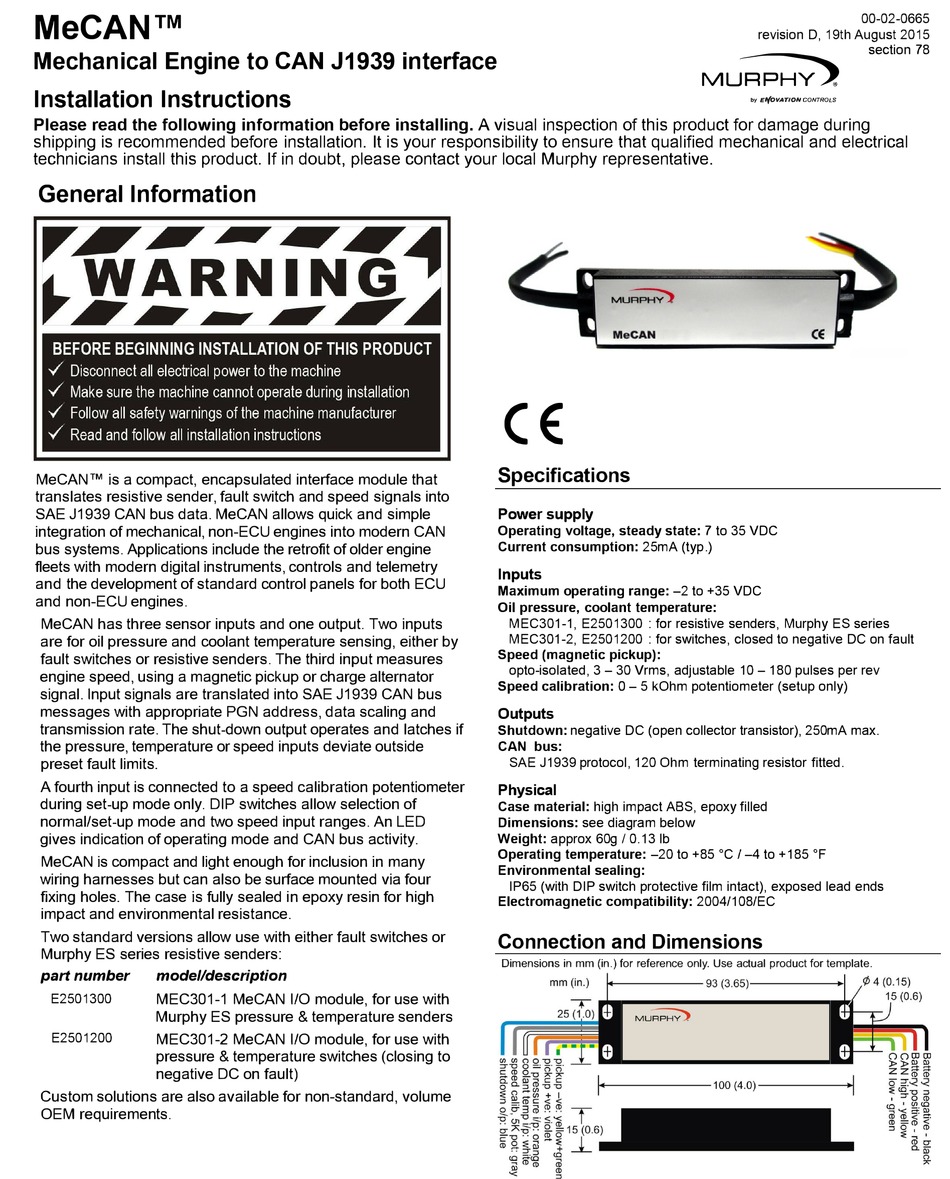 MURPHY MECAN INSTALLATION INSTRUCTIONS Pdf Download | ManualsLib