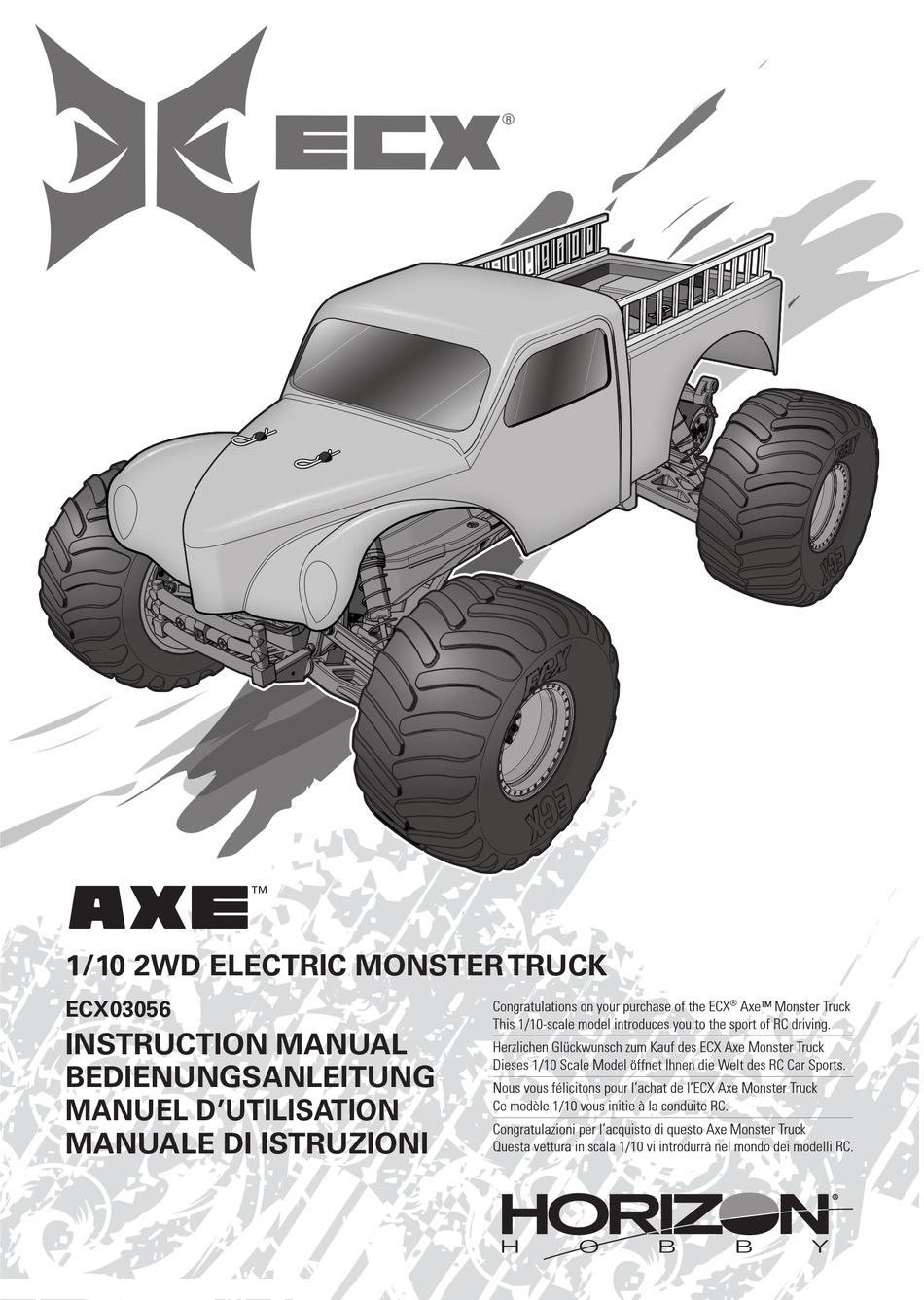 HORIZON HOBBY ECX AXE ECX03056 MOTORIZED TOY CAR INSTRUCTION MANUAL ...