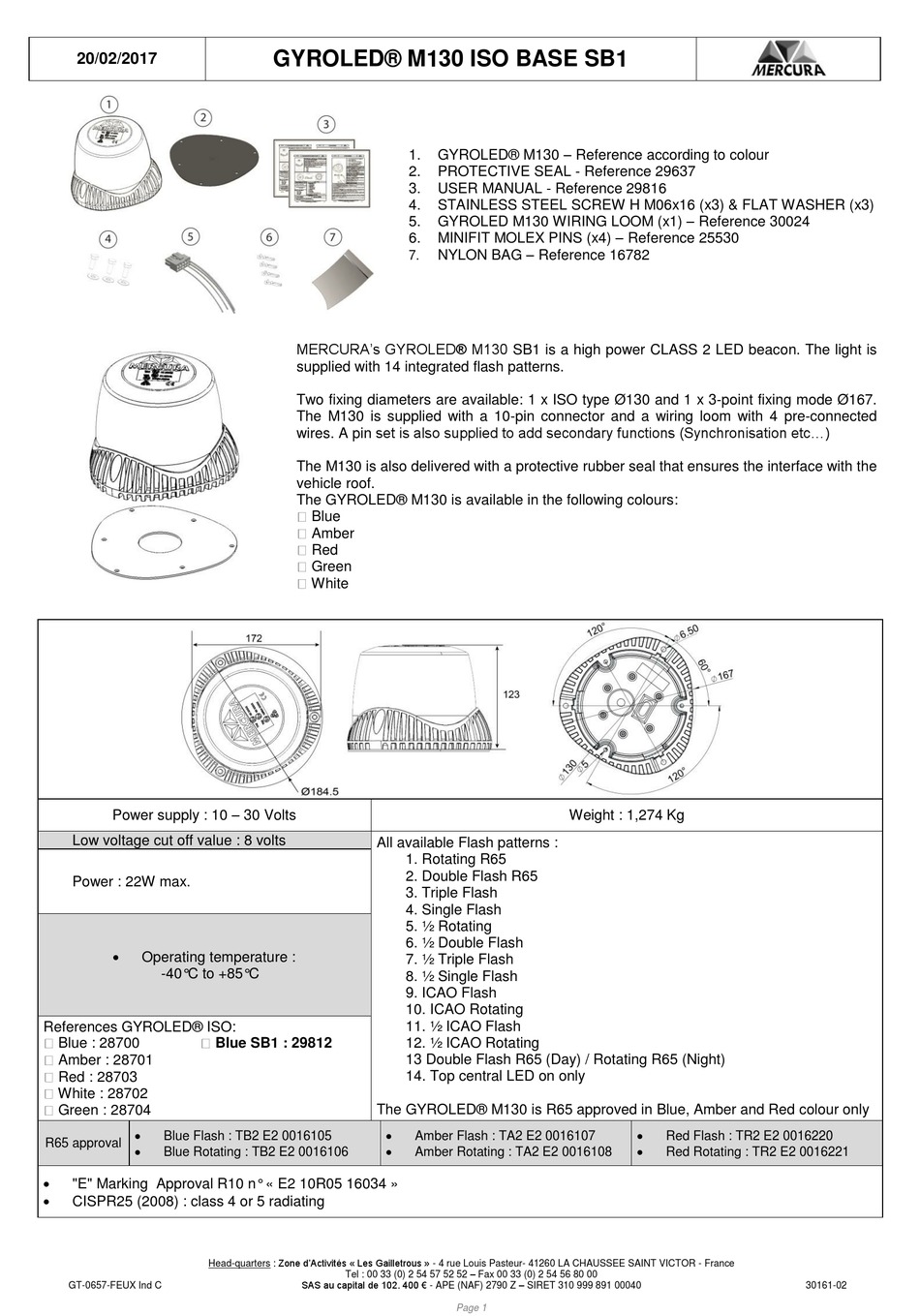 MERCURA GYROLED M130 ISO BASE SB1 MANUAL Pdf Download | ManualsLib